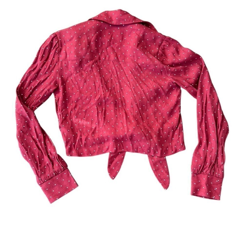 Reformation Blouse Tie Front Long Sleeve Polka Dot XS - Picture 3 of 6